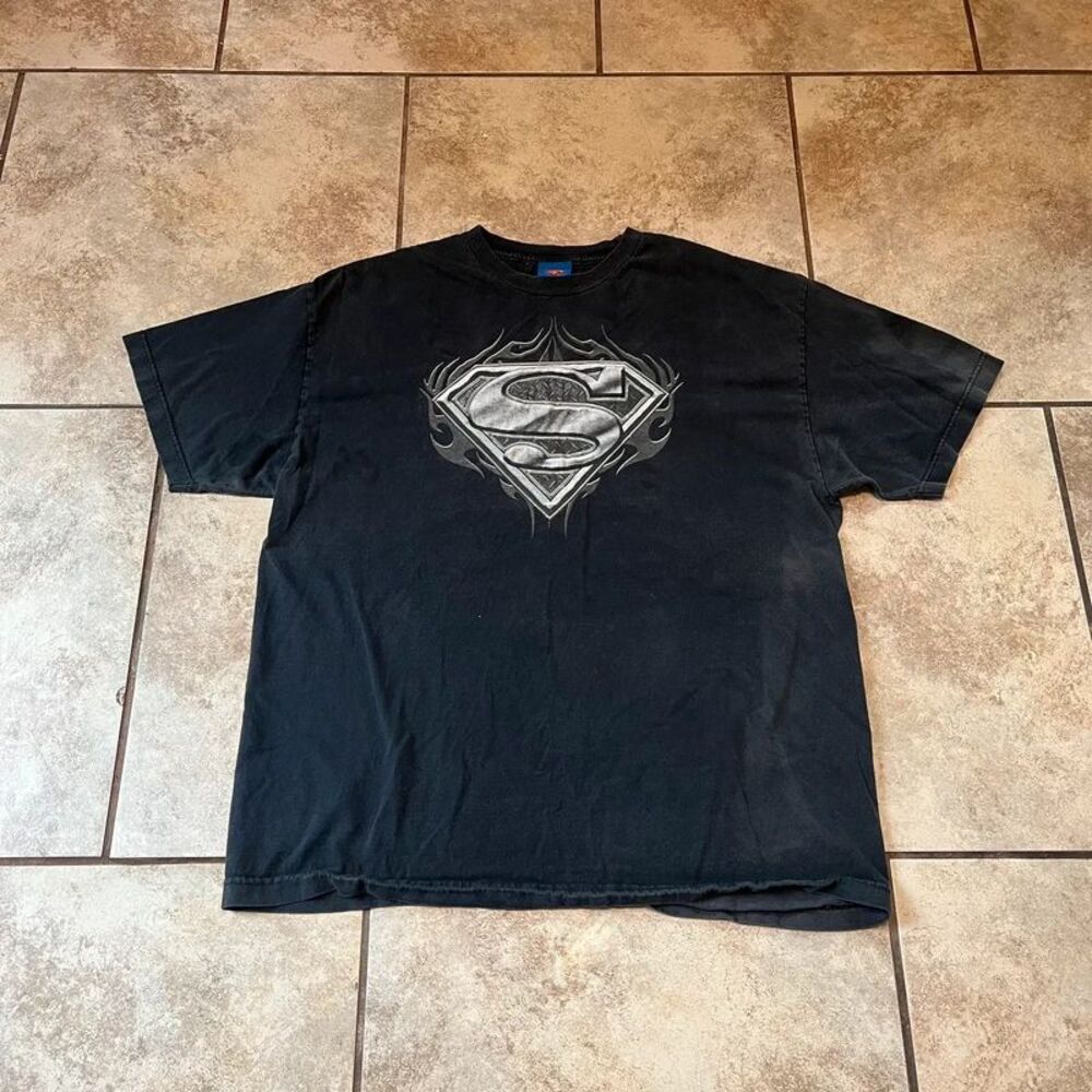 Vintage 2005 Superman Tribal T Shirt Black AAA Alstyle DC Comics Mens XL